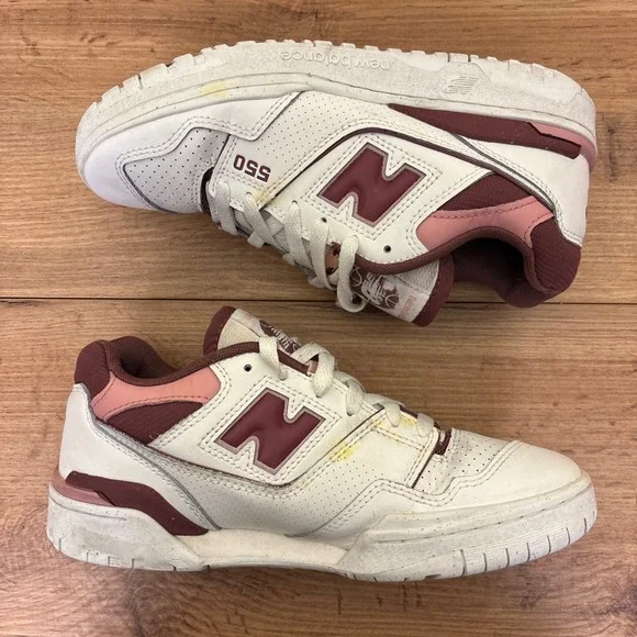 NEW BALANCE 550 Sneakers Red Rouge White Women Size 8 Casual Everyday Comfort - Picture 10 of 14